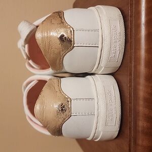 Kate Spade Audrey White Leather Clover Dot Sneakers Tennis Shoes 8.0 Womens.